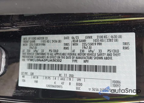 2023 Ford Escape St-Line Select from USA, damaged, VIN 1FMCU9NA0PUA56302